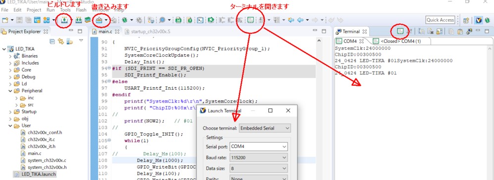 MRS+LinkEでCH32VのタイニーBASIC を改造する