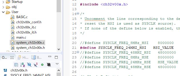 CH32VのPA2をADCで使うために内部クロックに変更した。